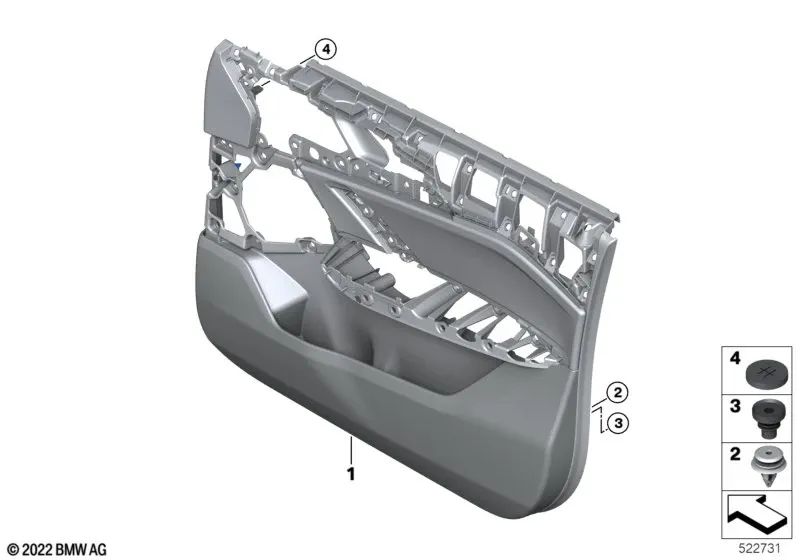 Türverkleidung vorne rechts für BMW U11 (OEM 51415A60098). Original BMW