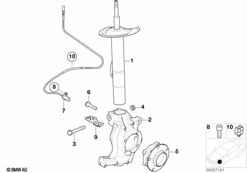 Amortiguador delantero derecho para BMW E52 (OEM 31311096048). Original BMW