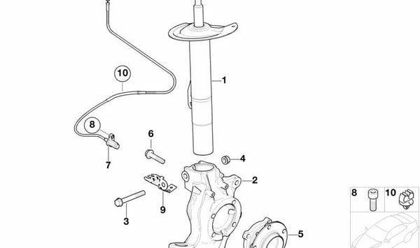 Rodamiento oscilante izquierdo para BMW Z8 E52 (OEM 31216750949). Original BMW