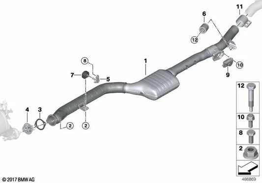 Amortiguador de vibraciones para BMW F20N, F21N, F22, F23, F34, F10, F11, F18, F07N, F06, F07, F12, F13, G32, G11, G12, G01, G02 (OEM 18307811444). Original BMW.