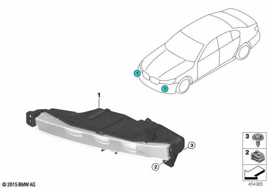 Faros antiniebla LED derecho para BMW G11, G12 (OEM 63177342954). Original BMW.