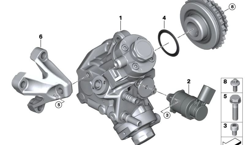 Piñón para BMW G20, G21, G30, G31, G32, G11, G12, G14, G15, G16, G01, G02, G05, G06, G07 (OEM 13528584812). Original BMW