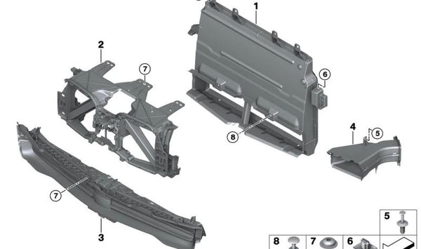 Cubierta de guía de aire del radiador OEM 51748738428 para BMW I20. Original BMW.