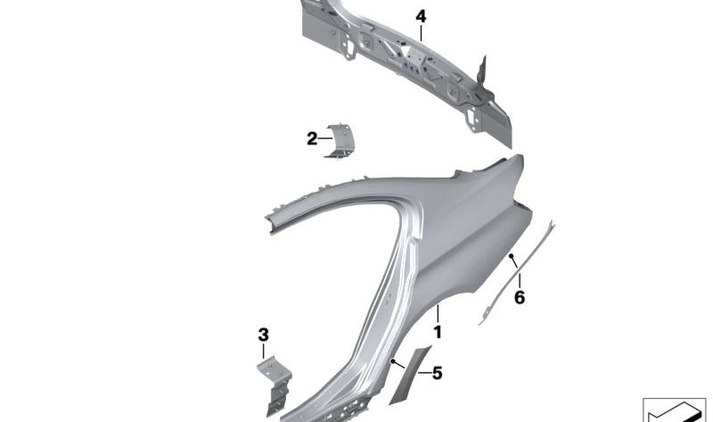 Película protectora para el paso de rueda exterior izquierdo para BMW F80, G82, G83 (OEM 51148067019). Original BMW.