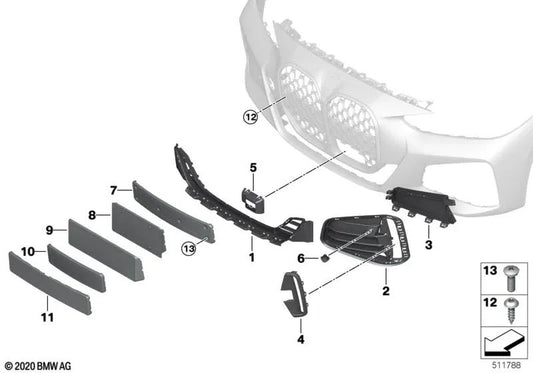 Luftführungsabdeckung vorne links für BMW 4er G22, G23 (OEM 51118076729). Original BMW