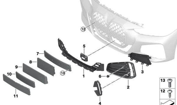 Rejilla de entrada de aire abierta derecha para BMW Serie 4 G22, G23 (OEM 51118076732). Original BMW.