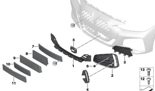 Hebilla Rejilla lateral izquierda para BMW Serie 4 G22, G23 (OEM 51118077069). Original BMW