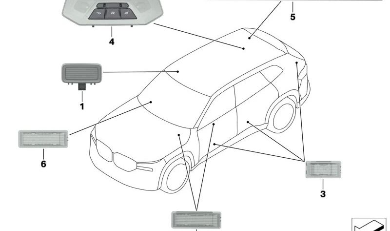 Interior Door or Trunk Light OEM 63315A42419 for BMW U06, I20. Original BMW.