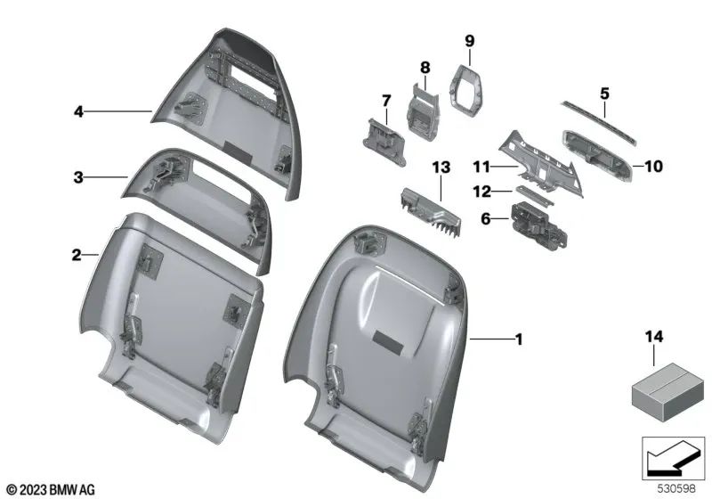 Soutien du siège de confort inférieur pour BMW X5 G05, G05N, X6 G06, G06N, X7 G07, G07N (OEM 52107497163). BMW d'origine.