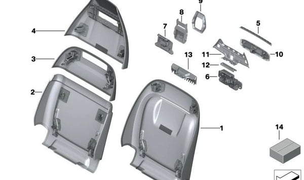 Respaldo inferior de asiento confort OEM 52107409617 para BMW G30, G31, G32, G11, G12. Original BMW.