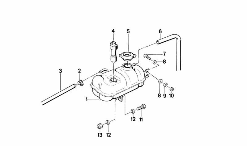 Depósito de expansión de agua OEM 17111116721 para BMW E24. Original BMW.