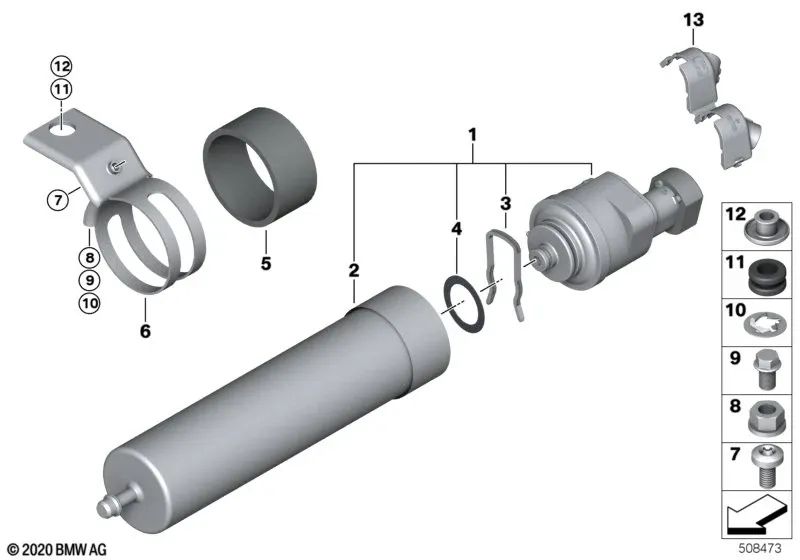 Tornillo de cabeza plana para BMW Serie 1 E81, E82, E87, E87N, E88; Serie 3 E90, E90N, E91, E91N, E92, E92N, E93, E93N; X1 E84; X3 E83, E83N, F25; X4 F26 (OEM 13327795070). Original BMW