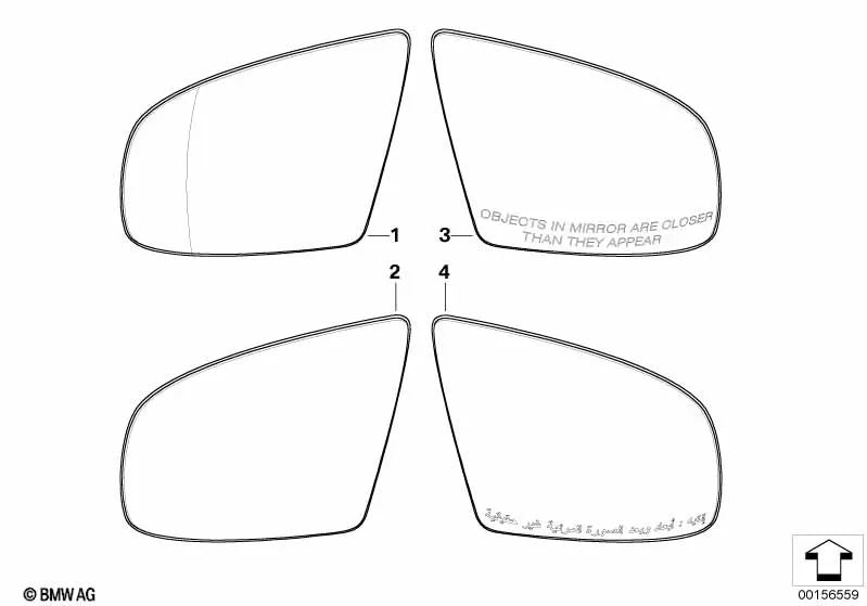 Espejo plano izquierdo para BMW X5 E70, E70N y X6 E71, E72 (OEM 51167298161). Original BMW