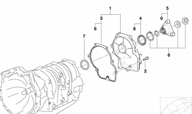 Ausgangsflanschmutter Reparaturkit für BMW E46, E39 (OEM 24217513337). Original BMW.