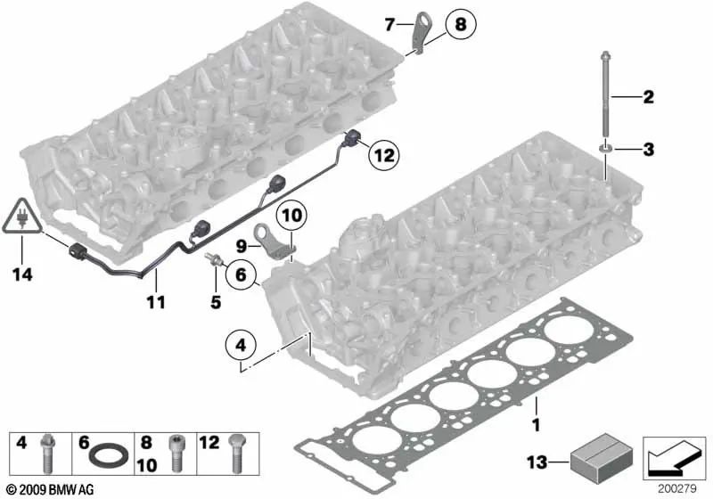 Asbestfreier Zylinderkopfdichtungssatz für BMW 7er F01, F02 (OEM 11127594765). Original BMW