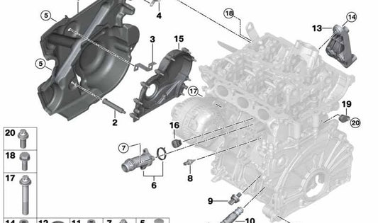 Soporte Cubierta para BMW F52 Serie 1, F45, F46 Serie 2, X1 F48, F49, X2 F39, MINI F54, F55, F56, F57, F60 (OEM 11148621789). Original BMW