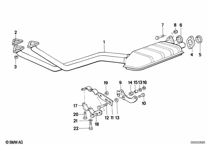 Asbestos-free gasket for BMW E30, E28, E34, E24, E23 (OEM 18111723533). Genuine BMW.