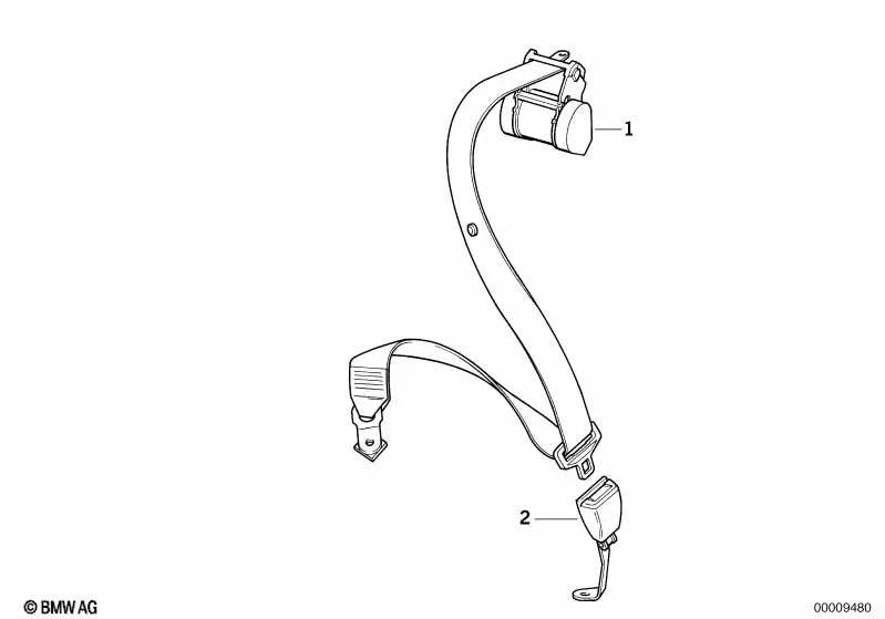 Correa inferior trasera derecha para BMW E36 (OEM 72118119128). Original BMW.