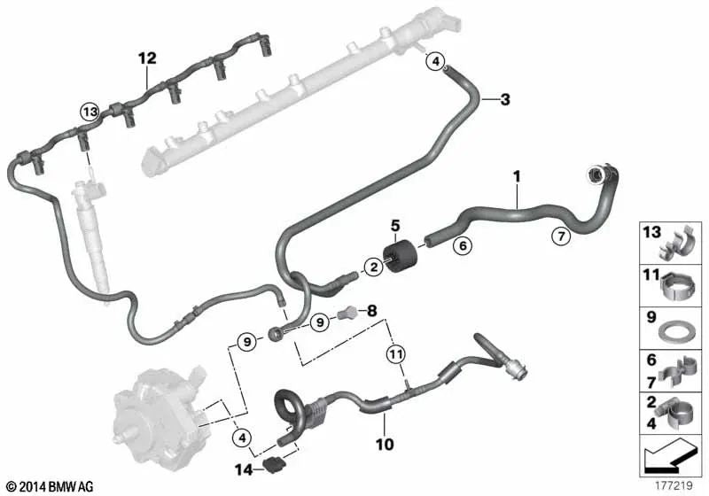 Kraftstoffrücklaufleitung für BMW X5 E70, E70N, X6 E71 (OEM 13537796060). Original BMW