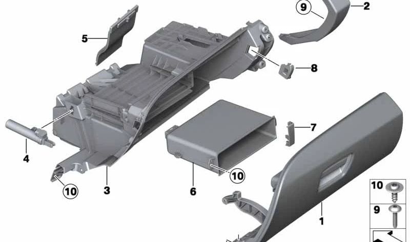 Tapa del guantera para BMW Serie 6 F06, F12, F13, F06N, F12N, F13N (OEM 51169218973). Original BMW