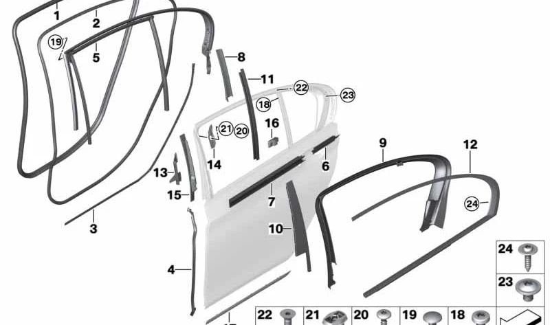 OM 51717383831 Support da janela da cidade traseira esquerda para BMW G11, G12. BMW original.