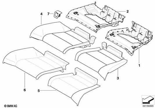 Funda Asiento de Cuero derecha para BMW E93, E93N (OEM 52207246646). Original BMW.