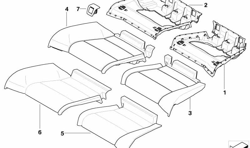 Funda de asiento de cuero derecha OEM 52207246642 para BMW E93 (Serie 3 Cabrio). Original BMW