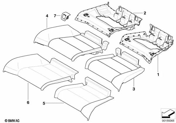 Funda Asiento de Cuero derecha para BMW E93, E93N (OEM 52207246646). Original BMW.