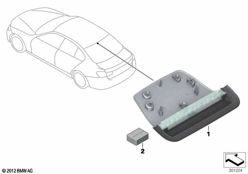 Tercera Luz de Freno en color gris para BMW F30, F35. Original BMW.