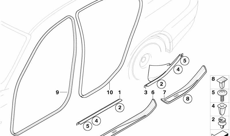 Embellecedor Entrada Delantera Derecha para BMW E60, E61 (OEM 51477034304). Original BMW