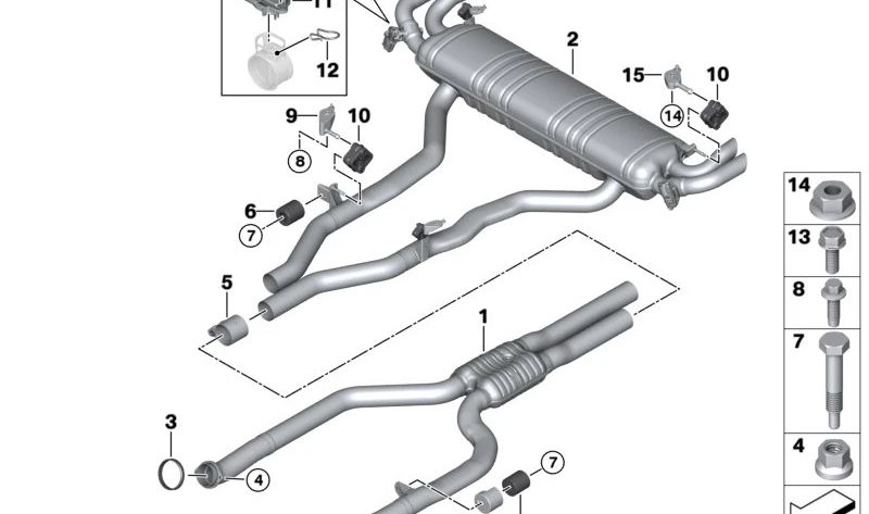 Silencioso trasero OEM 18305A340B6 para BMW X5 (G05), X7 (G07). Original BMW.