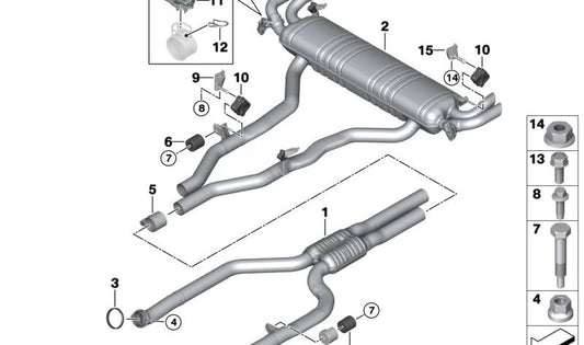 Silencioso trasero OEM 18305A340B6 para BMW X5 (G05), X7 (G07). Original BMW.