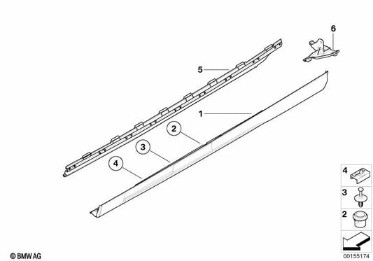 Moldura del umbral derecha imprimada para BMW Serie 3 E46 (OEM 51717125190). Original BMW