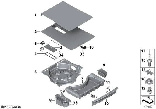 Compartimento de almacenamiento del maletero izquierdo para BMW Serie 7 G11, G12 (OEM 51477360175). Original BMW