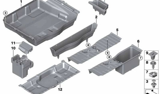 Compartimento de almacenamiento izquierdo para BMW F16, F86 (OEM 51477381864). Original BMW