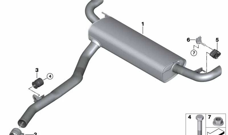 Rear silencer for BMW G07 (OEM 18308470072). Original BMW