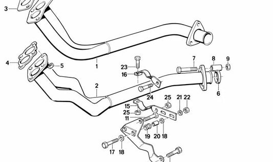 Tuyau d'échappement OEM 18111246487 pour BMW E21. BMW d'origine.