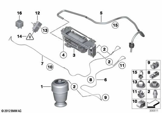 Air Suspension Control Unit for BMW 5 Series F11, F11N (OEM 37146860386). Original BMW