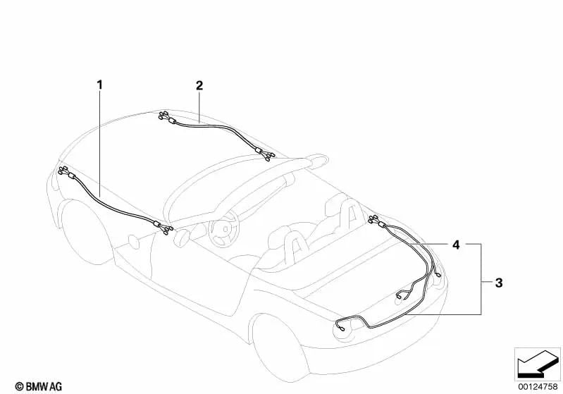 Cable de reparación delantero derecho para BMW E85, E86 (OEM 61129119207). Original BMW