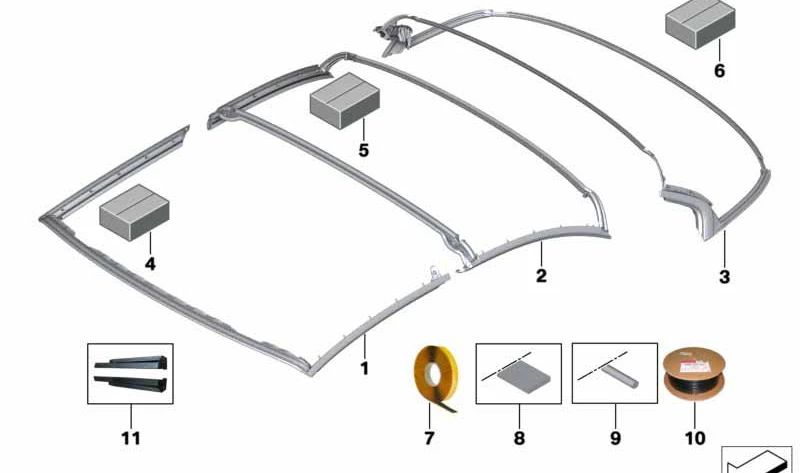 Rear roof shelf seal for BMW F33, F83 (OEM 54377415367). Original BMW