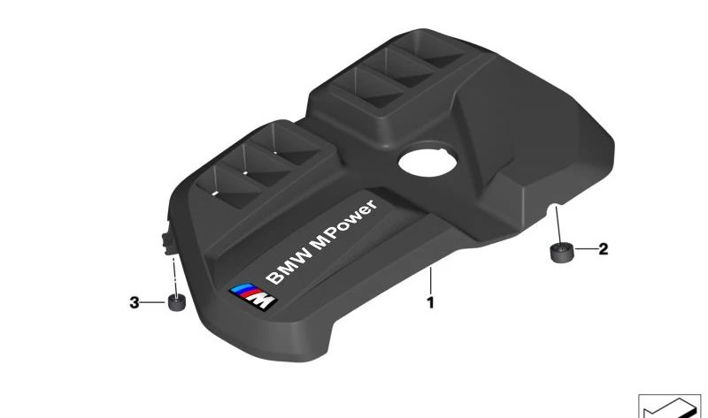 Cubierta de motor OEM 11148095875 para BMW G87, G80, G81, G82, G83. Original BMW.