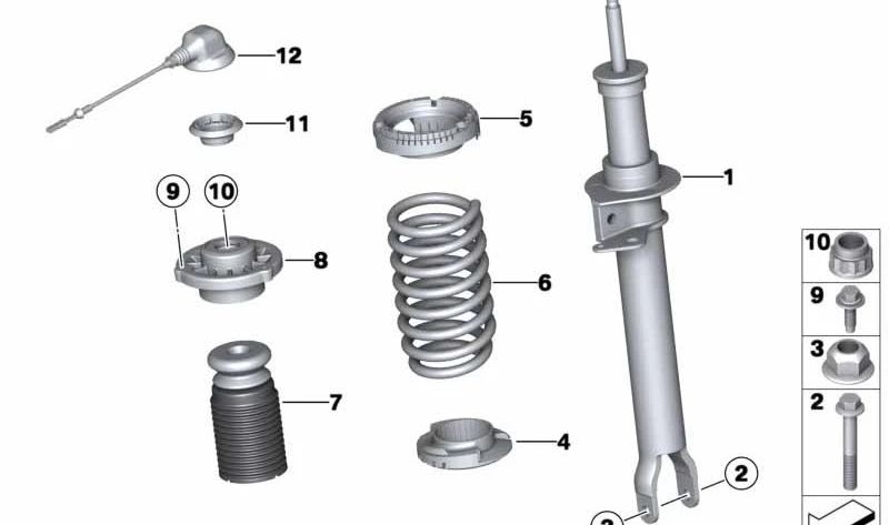 Muelle de suspensión delantero OEM 31332284662 para BMW F06, F10, F11, F12, F13. Original BMW.