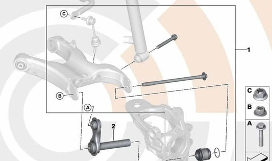 Kit de reparo Rotula OEM 33322413658 para BMW E70, E71, E72. BMW original