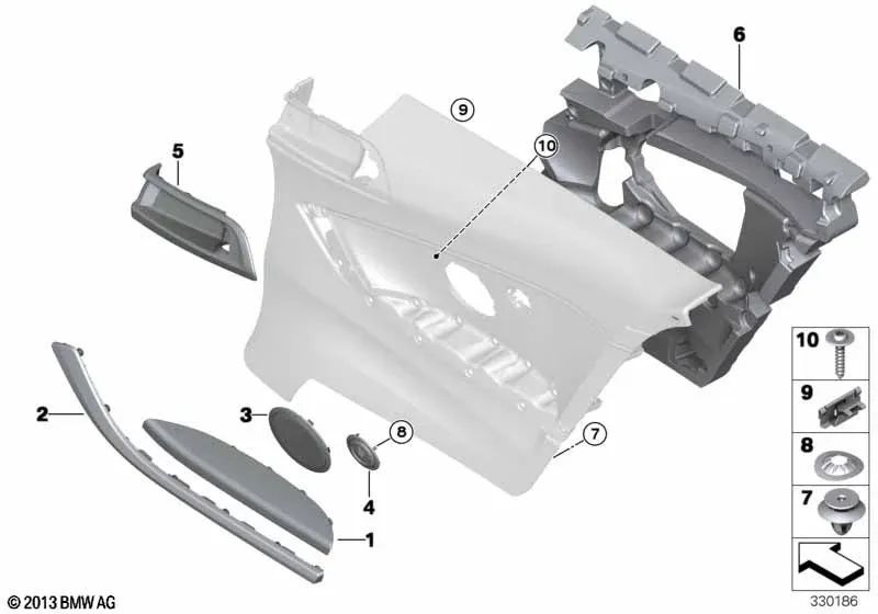 Recambio embellecedor para proveedor del cinturón izquierdo para BMW Serie 4 F32, F32N (OEM 51437352395). Original BMW