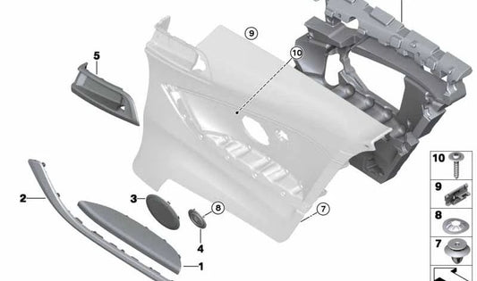 Reposabrazos de cuero trasero izquierdo para BMW F32, F82 (OEM 51437345463). Original BMW