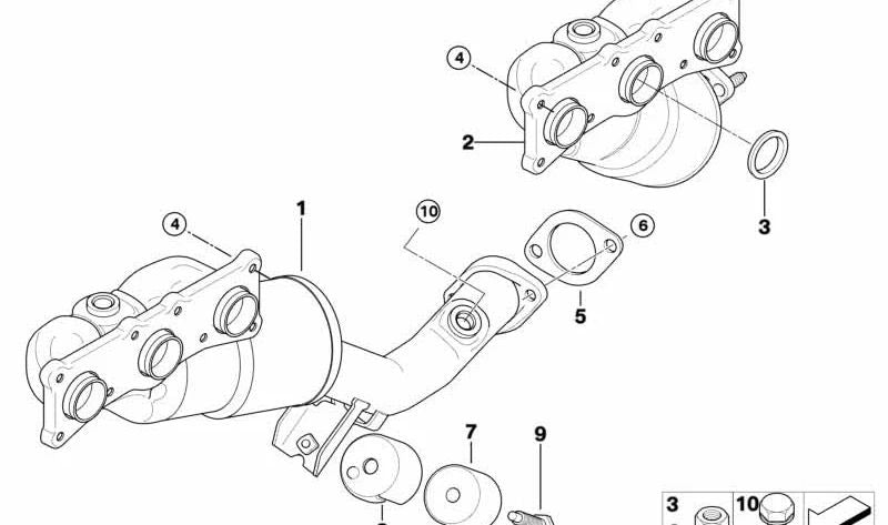 Silenziatore intermedio OEM 18303443977 per BMW F34 ed E83. BMW originale.