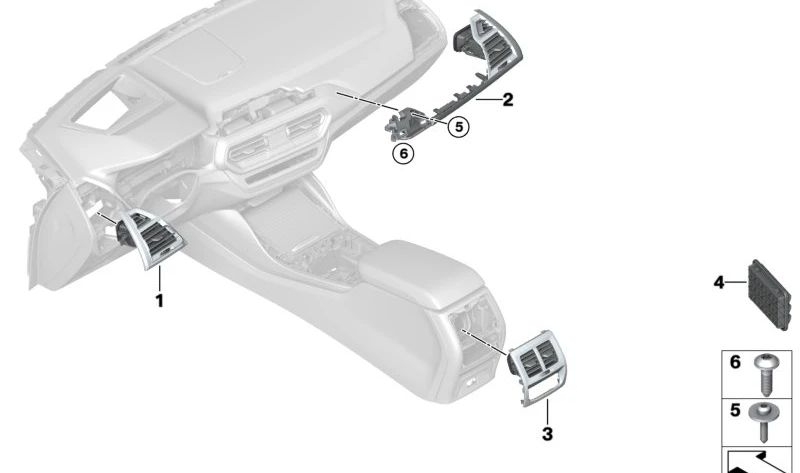 Parrilla de ventilación para BMW X3 F97N, G01N, X4 F98N, G02N (OEM 64227910858). Original BMW