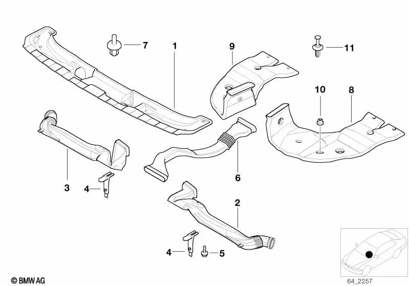 Air Channel Support for BMW Series 5 E39 (OEM 51458159726). Genuine BMW