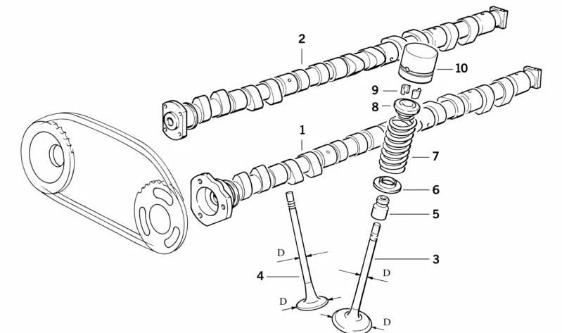 Intake camshaft for BMW 3 Series E36, 5 Series E34 (OEM 11311735895). Original BMW.