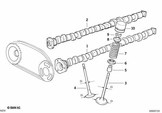 Intake valve for BMW 3 Series E36, E46, 5 Series E34, E39, E60, Z4 E85 (OEM 11341438381). Original BMW.